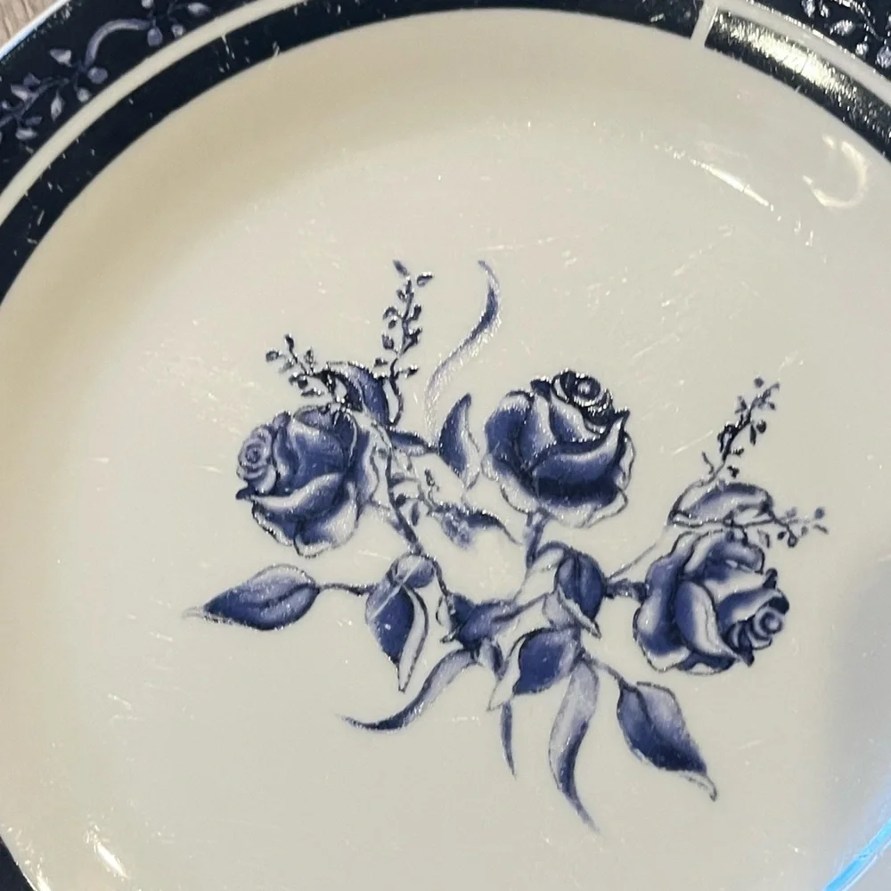 Alco Blue Floral Roses Plates 7” Side Salad Plates Set of 2